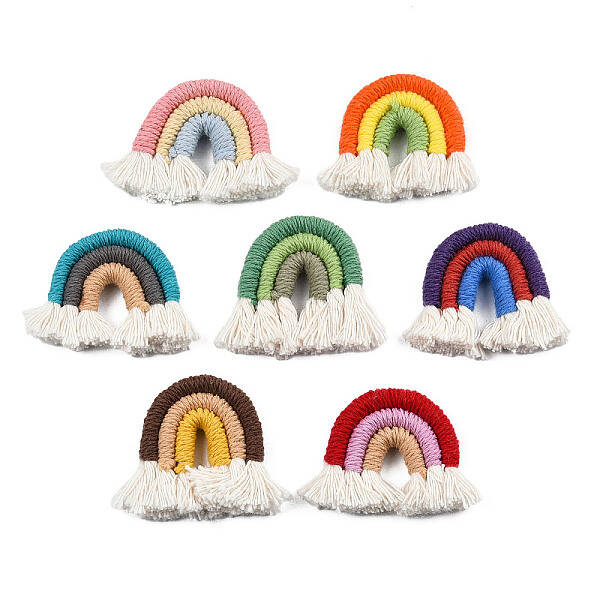 Polycotton(Polyester Cotton) Woven Rainbow Wall Hanging