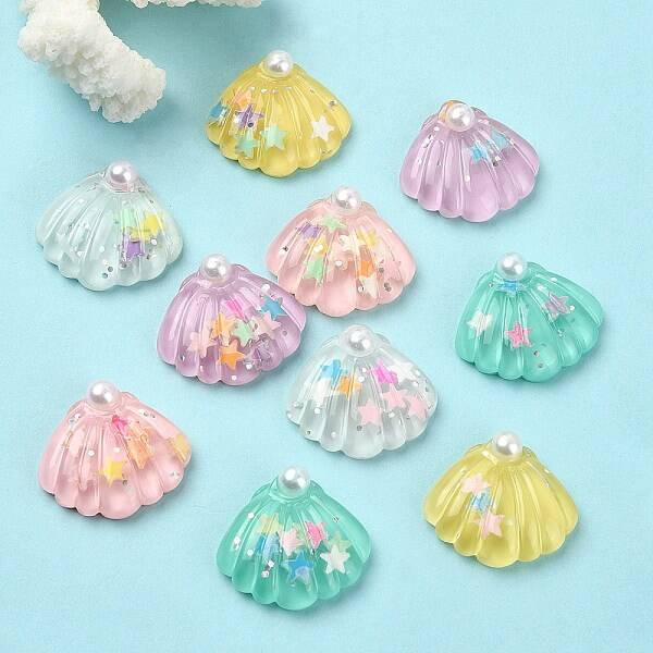 10Pcs 5 Colors Ocean Theme Translucent Resin Cabochons