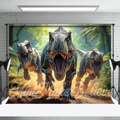 Rainforest Wonderland with Dinosaur Photo Backdrop - Aperturee