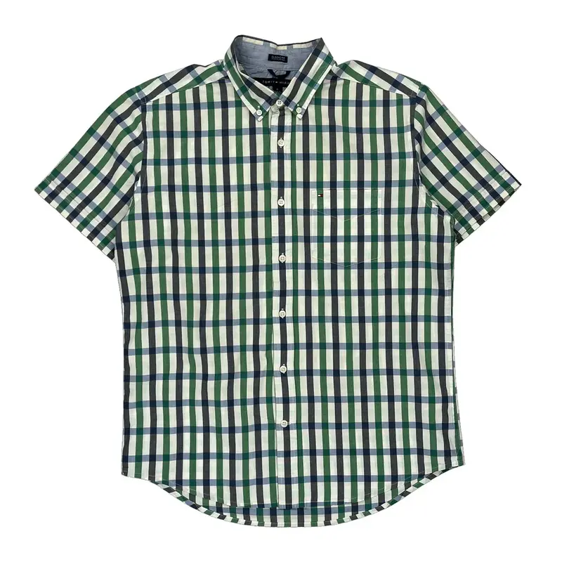 Tommy Hilfiger Checked Short Sleeve Shirt - Medium Multicoloured Cotton