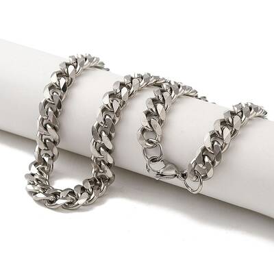 Non-Tarnish 201 Stainless Steel Curb Chain Necklaces for Men
