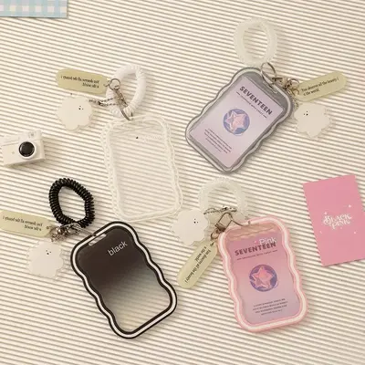 Clear Card Holder with Keychain, 1 Count Simple Style Card Protector, Identification Badges & Supplies for Students & Office ...