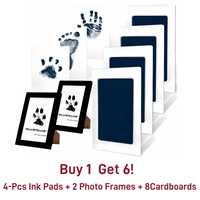 4-Pcs Paw Print Kit + 2 Photo Frames, Mess-Free Paw Print Ink Pad for Dogs & Cats,  Clean Touch Ink Pad, Dog Paw And Nose Pri...