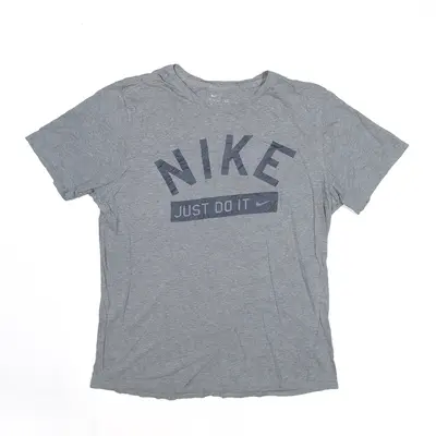 NIKE Just Do It Sports T-Shirt Grey USA Short Sleeve Mens M
