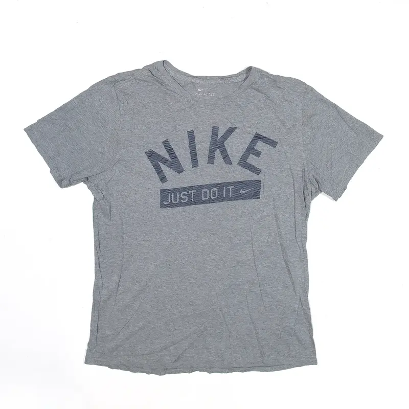 NIKE Just Do It Sports T-Shirt Grey USA Short Sleeve Mens M