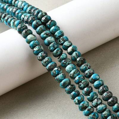Synthetic Silver Line Turquoise Beads Strands