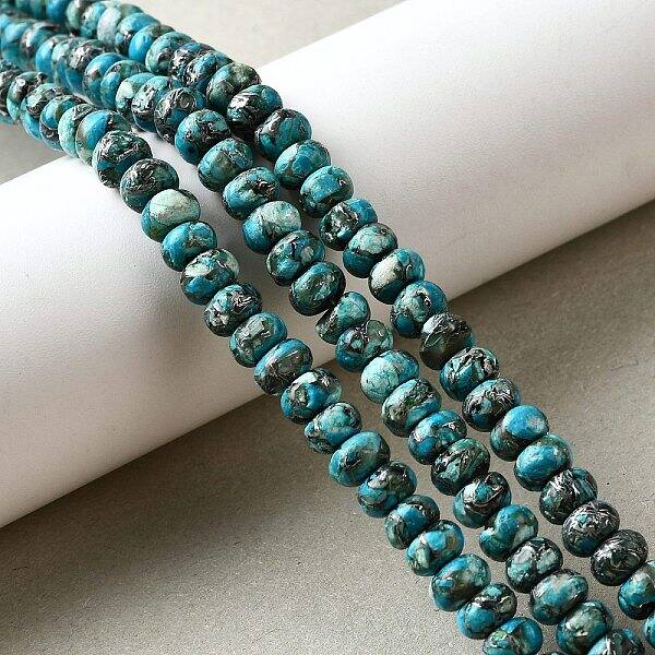 Synthetic Silver Line Turquoise Beads Strands