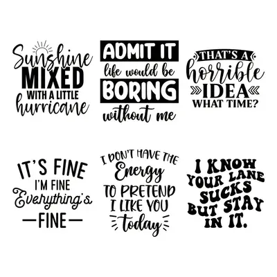 Slogan Pattern Heat Transfer Sticker, 6 Counts/set Summer DIY Heat Transfer Sticker, Heat Press Sticker for Clothes, DIY Deco...