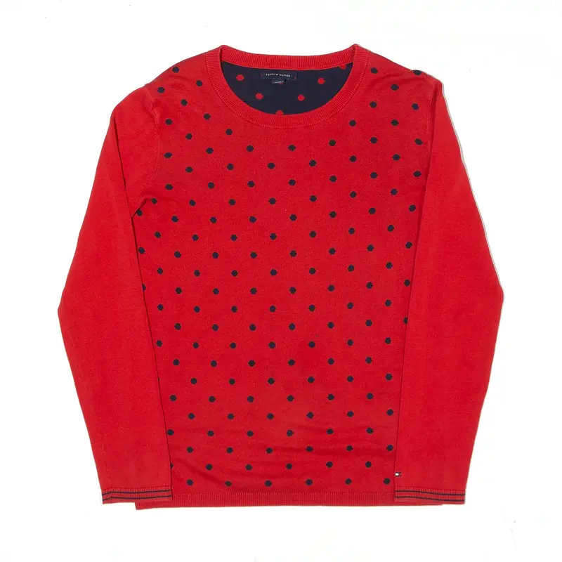 TOMMY HILFIGER Patterned Jumper Red Polka Dot Womens S