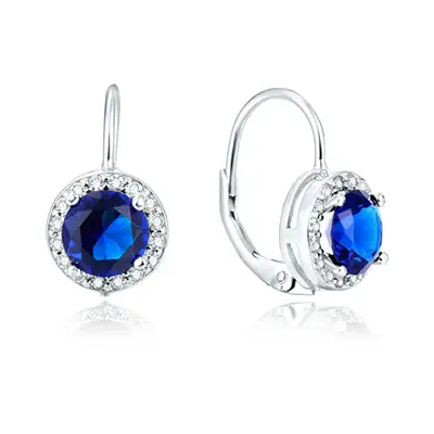 Beneto Silver earrings with blue crystals AGUC1156