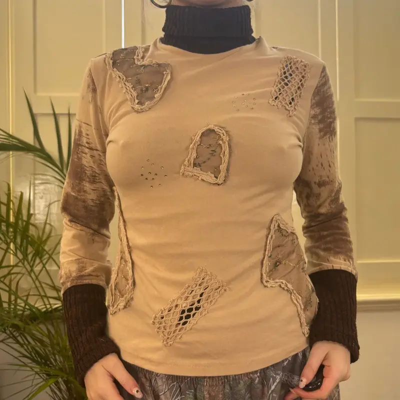 Unbranded Rollneck - Small Beige Cotton Blend