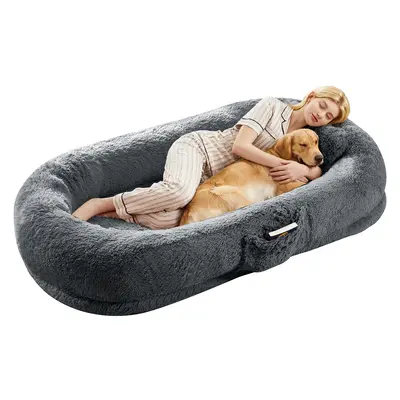 Garvee Orthopedic Soft Faux Fur Human Dog Bed for Adults & Pets – Large 67x43x8 Lounger, Plump Pillow, Removable Cover, ...