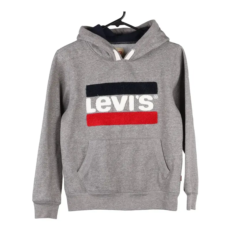Age 10-12 Levis Spellout Hoodie - Small Grey Cotton Blend