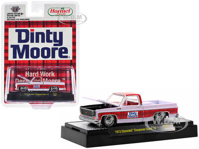 1973 Chevrolet Cheyenne Super 10 Pickup Truck White with Red Top and Red Plaid Stripe \
