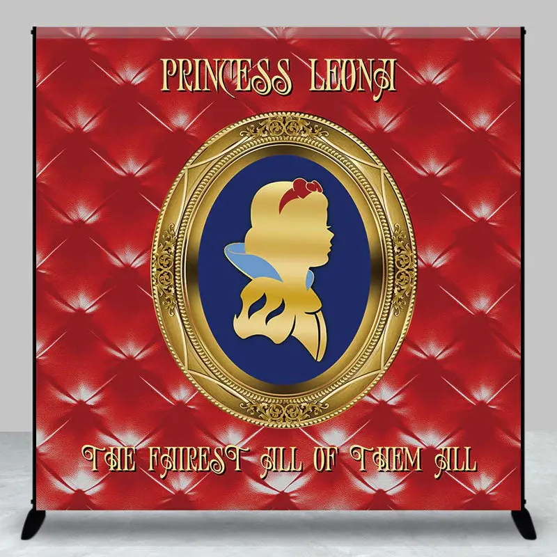 Royal Red Mirror Princess Custom Birthday Backdrop - Aperturee