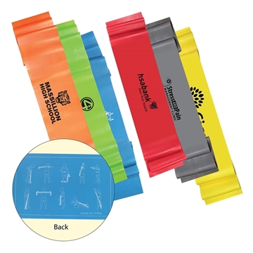 100 Custom Exercise Stretch Band - Latex & Pre-printed Exercises