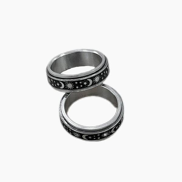 Stainless Steel Rotating Fidget Band Ring