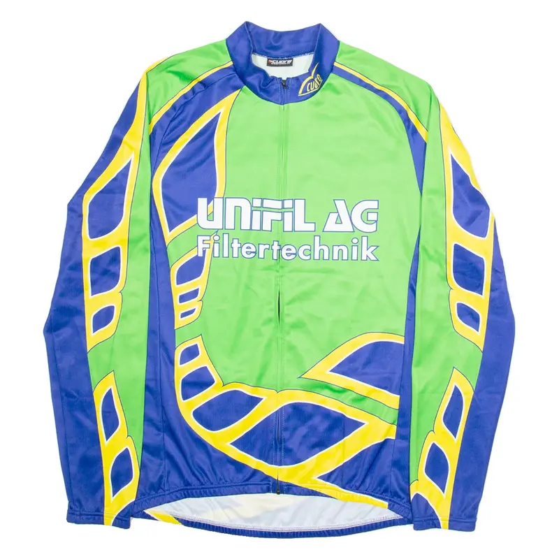 CUORE Cycling Full Zip Mens Jersey Green Long Sleeve L