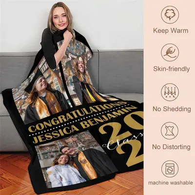 Custom 2023 Collage Graduates Blanket With Photo - Aperturee