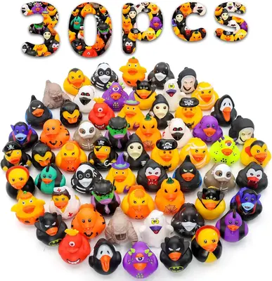 30PCS Halloween Rubber Ducks – 2.3 Inch Bulk Floating Duckies for Kids, Baby Bath Toys, Trick or Treat Party Favors, Birthd...