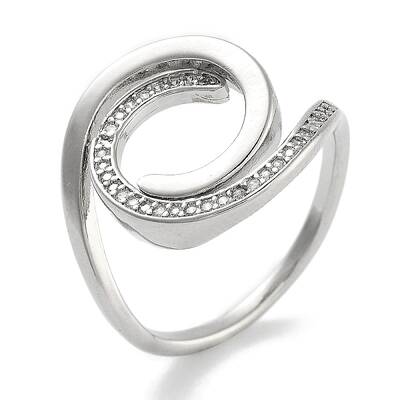 Rack Plating Brass Micro Pave Cubic Zirconia Open Cuff Rings for Women