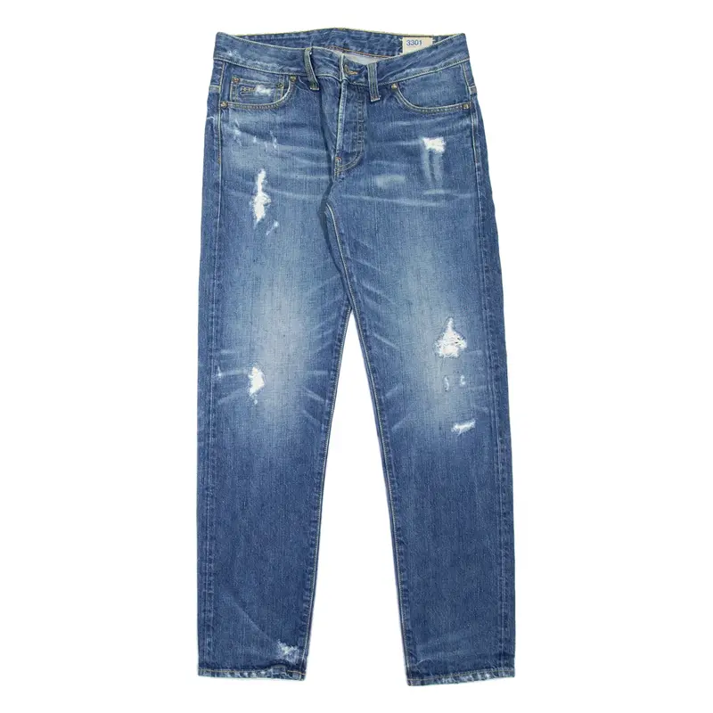 G-STAR Distressed Mens Jeans Blue Regular Tapered Stone Wash W32 L31