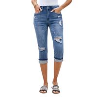 luvamia Denim Jeans for Women Stretch High Waisted Distressed Capris Ripped Skinny Cropped Pants Women's Slim Skinny Jeans