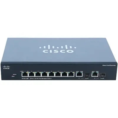 Cisco SRW208P-K9-V02 | Small Business SRW208MP 8 x RJ-45 Ports PoE 10/100Base-TX + 2 x SFP Ports Layer 3 Managed Rack-mountab...