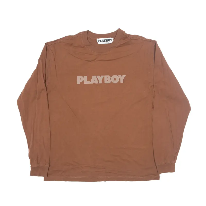 PAC SUN Playboy T-Shirt Brown Long Sleeve Womens M