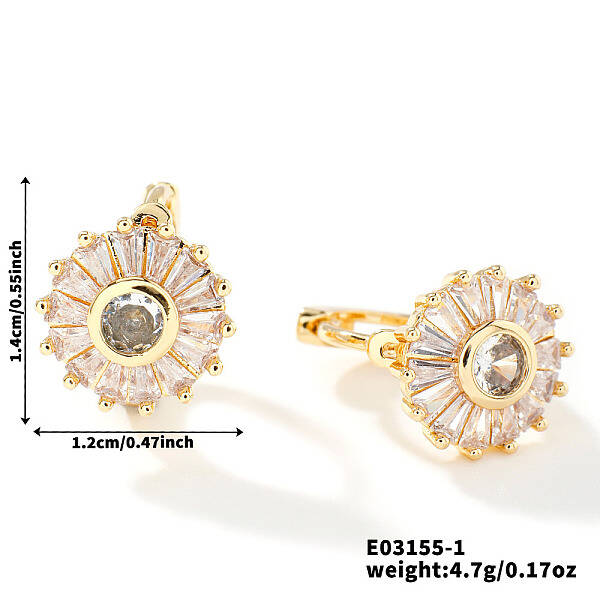 Luxury Flat Round Brass Stud Earrings
