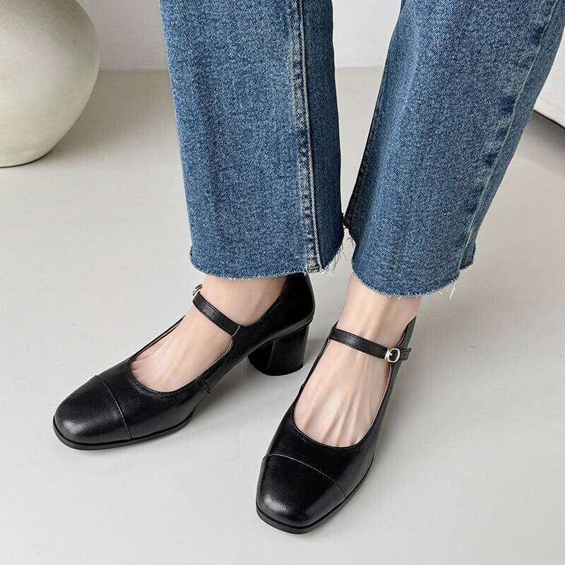 CHIKO Frankie Round Toe Block Heels Mary Jane Shoes