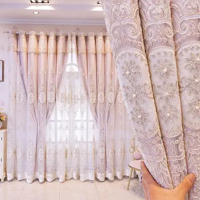 Floral Embroidery Curtain, 1 Count Modern Elegant Curtain, Home Decorative Curtain for Living Room Bedroom, Home Decor Suppli...