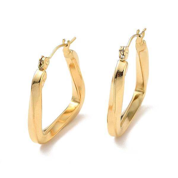 Ion Plating(IP) 304 Stainless Steel Trapezoid Hoop Earrings for Women