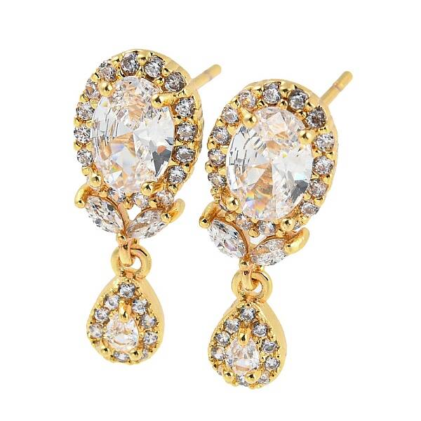 Glass Teardrop Dangle Stud Earrings