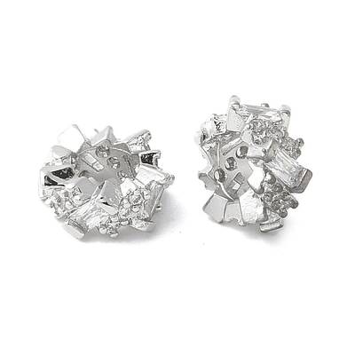 Brass Micro Pave Cubic Zirconia European Beads