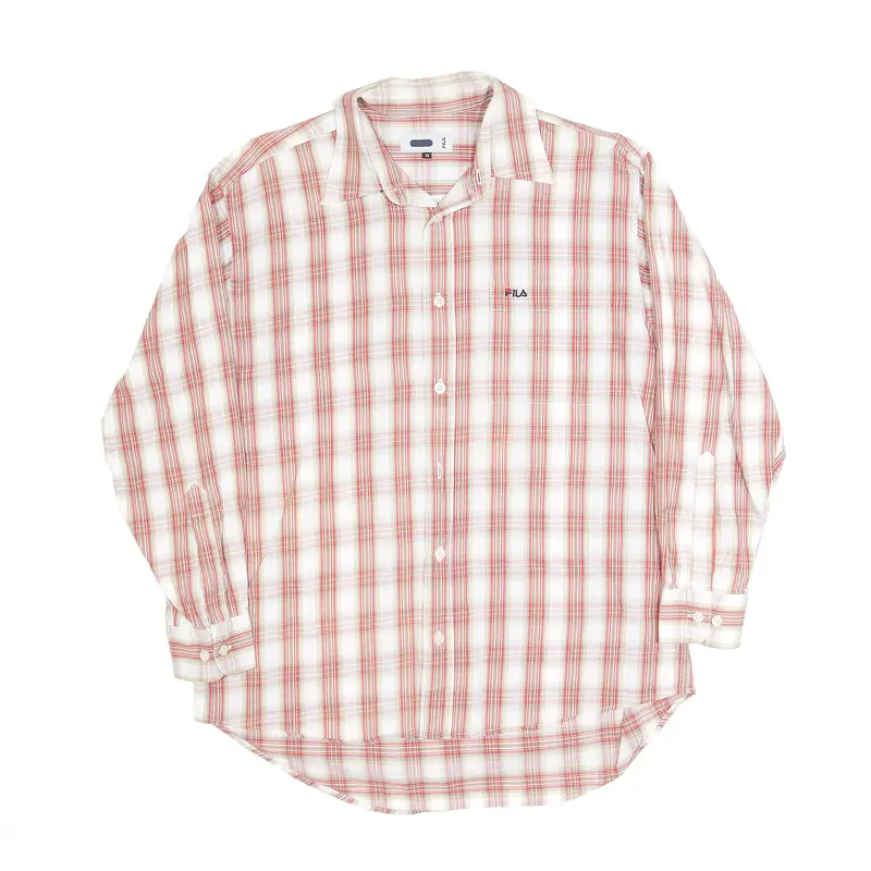 FILA Sports Red Check Long Sleeve Shirt Mens M