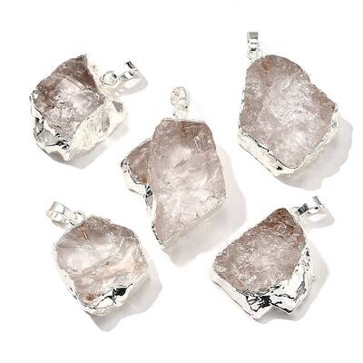 Raw Rough Natural Dyed Quartz Crystal Pendants
