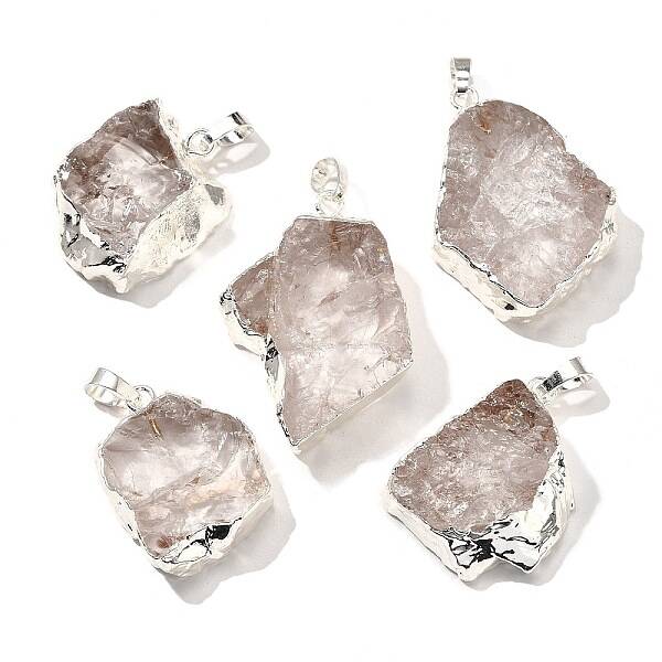 Raw Rough Natural Dyed Quartz Crystal Pendants