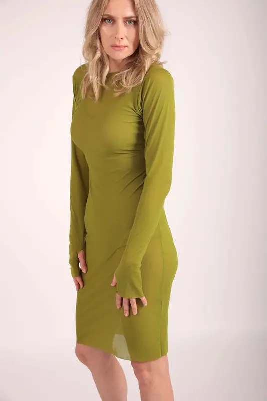 Midi Green Net Dress | Size: UK 8/16
