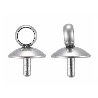 201 Stainless Steel Cup Pearl Peg Bails Pin Pendants