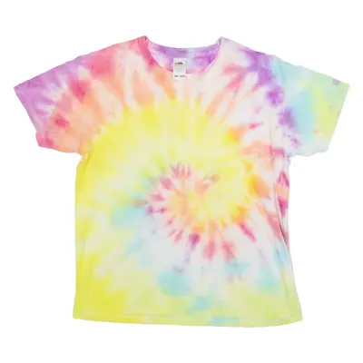 FRUIT OF THE LOOM Girls Tie Dye T-Shirt Pink XS