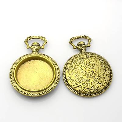 Flat Round Alloy Pendant Cabochon Settings