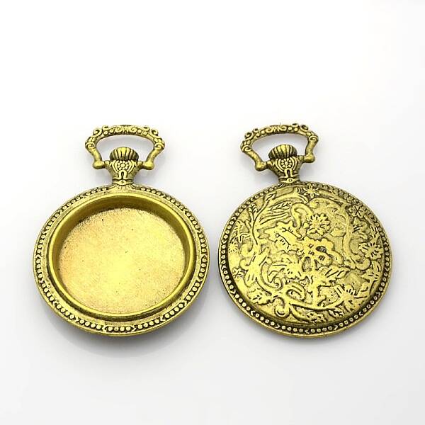 Flat Round Alloy Pendant Cabochon Settings