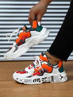 Boho Style Colorblock Letter Pattern Low Top Platform Sneakers, Shoes for Women, Casual Comfortable Sport Shoes for Women, Al...