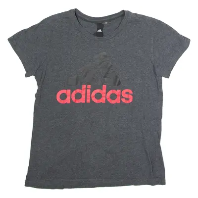 ADIDAS Womens T-Shirt Grey Crew Neck S