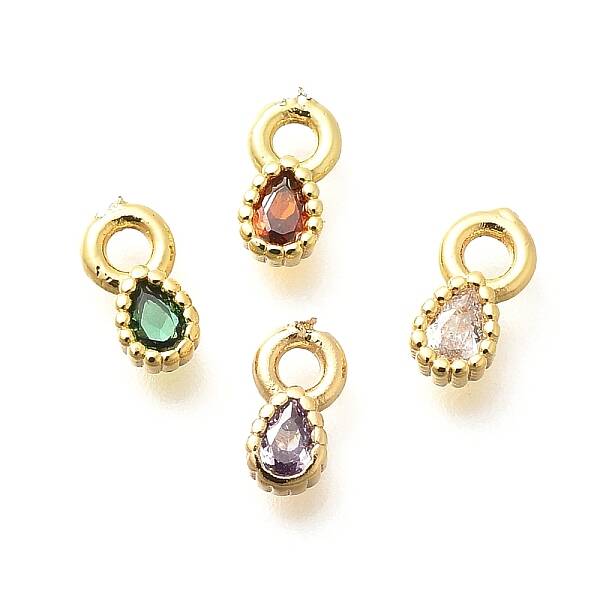 Brass Micro Pave Cubic Zirconia Charms