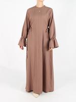 Women's Plain Tie Back Flounce Sleeve Maxi Dress, Elegant Minimalist Long Sleeve Round Neck Dress for Spring & Fall, Casual D...