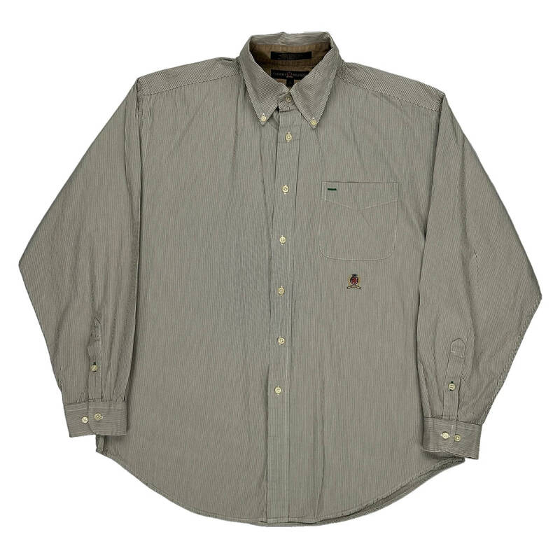 Tommy Hilfiger Striped Shirt - Large Grey Cotton