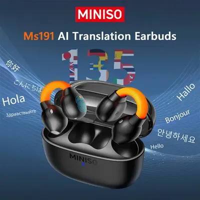 MINISO MS191 Wireless Bluetooth AI Language Translator Earbuds, OWS Translation Headphones Earphones, Support 134 Languages a...