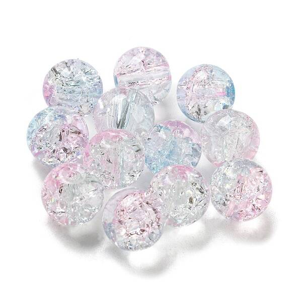 Transparent Spray Painting Crackle Glass Beads
